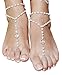 2 Piece White Ankle Bracelet Crochet Anklets Barefoot Sandals Foot Jewelry