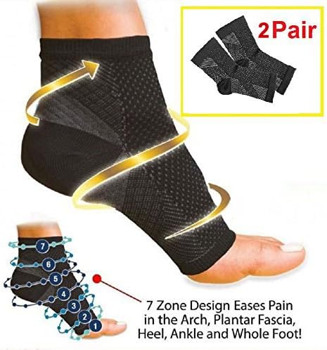 2Pairs Premium Ankle Support Compression Sleeves Unisex, Plantar Fasciitis Foot Socks, Help Relief from Swelling & Foot Pain