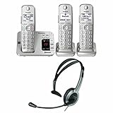 Panasonic KX-TGE463S Link2Cell Bluetooth Cordless Phone with Answering Machine- 3 Handsets + KX-TCA93 Headset