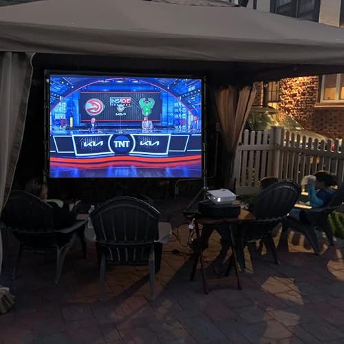 Hcosmy Projector Screen with Stand,100/120/150 inch Outdoor Projector Screen Portable Indoor Projection Screen 16:9 4K Rear Front Movie Screen with Carry Bag for Home Backyard Theater (150 inch)