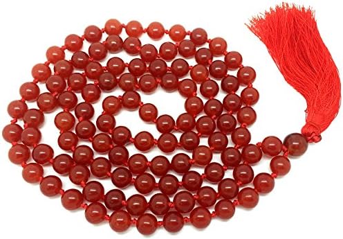 Gemstone Mala Beads Necklace Bracelet 108 beads 8 mm wide - with knots in between plus 1 large guru bead - Prayer, Meditation or Tassel Necklace