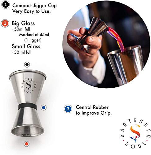 Professionelles Cocktail-Shaker-Set - 750 ml - 0,8 mm - Mit Doppel-Jigger-Messbecher, vielseitiger Silikonuntersetzer… – Bild 5