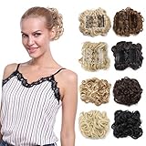 Combs Clip in Bun Claw Jaw on Updo Hairpiece Extensions Wavy Donut Chignons Wrap Around Scrunchy-medium brown
