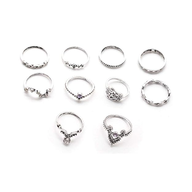 10pcs Orientalisches Vintage Fashion Midi Ringe Fingerring-Set für Damen Mädchen, Fashion Frauen Midi Ring Nagel Finger Band