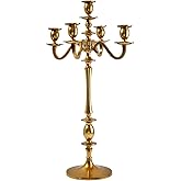 Serene Spaces Living Classic Gold Candelabra, Wedding or Party Centerpiece, Measures 25.75” Tall, 7” Wide and 11.5” in Diameter