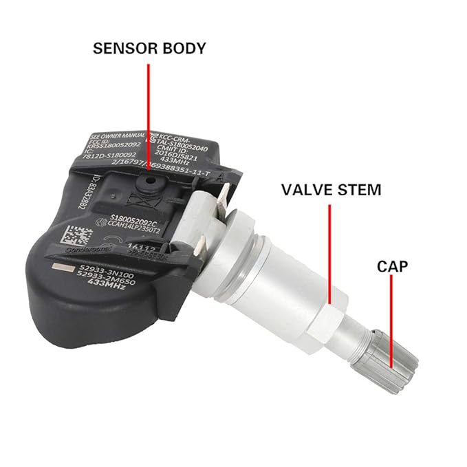 Set 4 TPMS Tire Pressure Sensors 315MHz Metal Snap In Hyundai Elantra