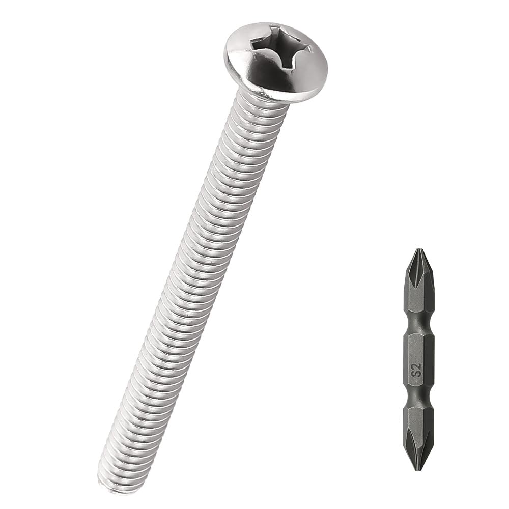 Photo 1 of #10-24 x 2-1/4" Stainless Pan Head Machine Screws 25 Pcs, 18-8 (304) Stainless Steel Phillips Drive Pan Head, Full Thread, Bright Finish, No Coating, Fayeploo (with Double End Screwdriver Bit)