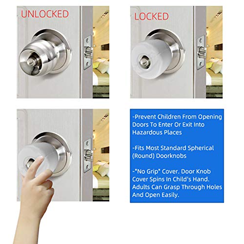 Door Knob Safety Cover for Kids,TUSUNNY Baby Safety Door Handle Cover,Easy to Install and Remove on Doors,Universal Design- FIT Most KNOBS,Child Proof Doors - Toddler and Baby Safety(4 Pack)