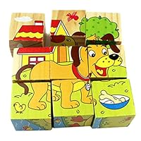 Kekailu 3D Puzzle Toy,Cartoon 3D Animal Pattern Wooden Cubes Blocks Children Early Educational Toy,Random Style