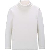CUNYI Boys Girls Turtleneck Long Sleeve Soft Cotton T-Shirts Solid Color Warm Tee Tops