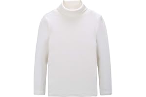 CUNYI Boys Girls Turtleneck Long Sleeve Soft Cotton T-Shirts Solid Color Warm Tee Tops