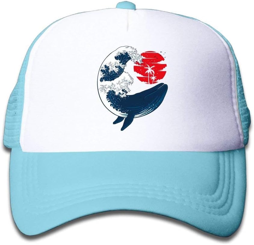 hgfjghf The Great Wave Off Whale Fashion Kids Boys and Girls Adjustable Trucker Hat Baseball Mesh Cap