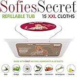 SofiesSecret Pet Wipes Dogs+Cats ALL PURPOSE, NEW PACK 100 Count, 100% Natural & Organic Extracts, Extra Thick, Ultra Soft, Extra Large, Hypoallergenic, Cruelty Free & Vegan