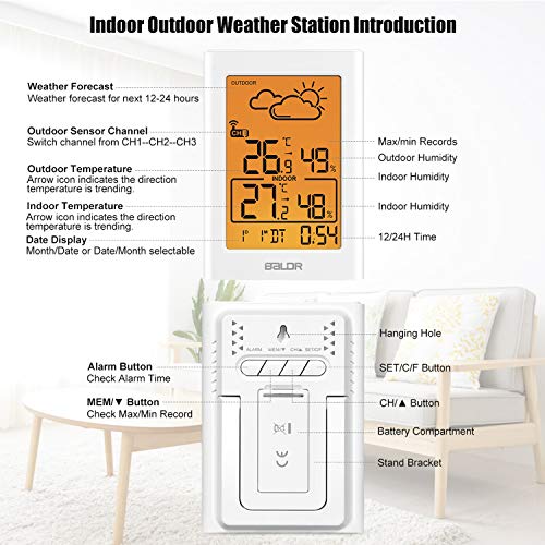 Digital Indoor Outdoor Thermometer Hygrometer Wireless, Temperature