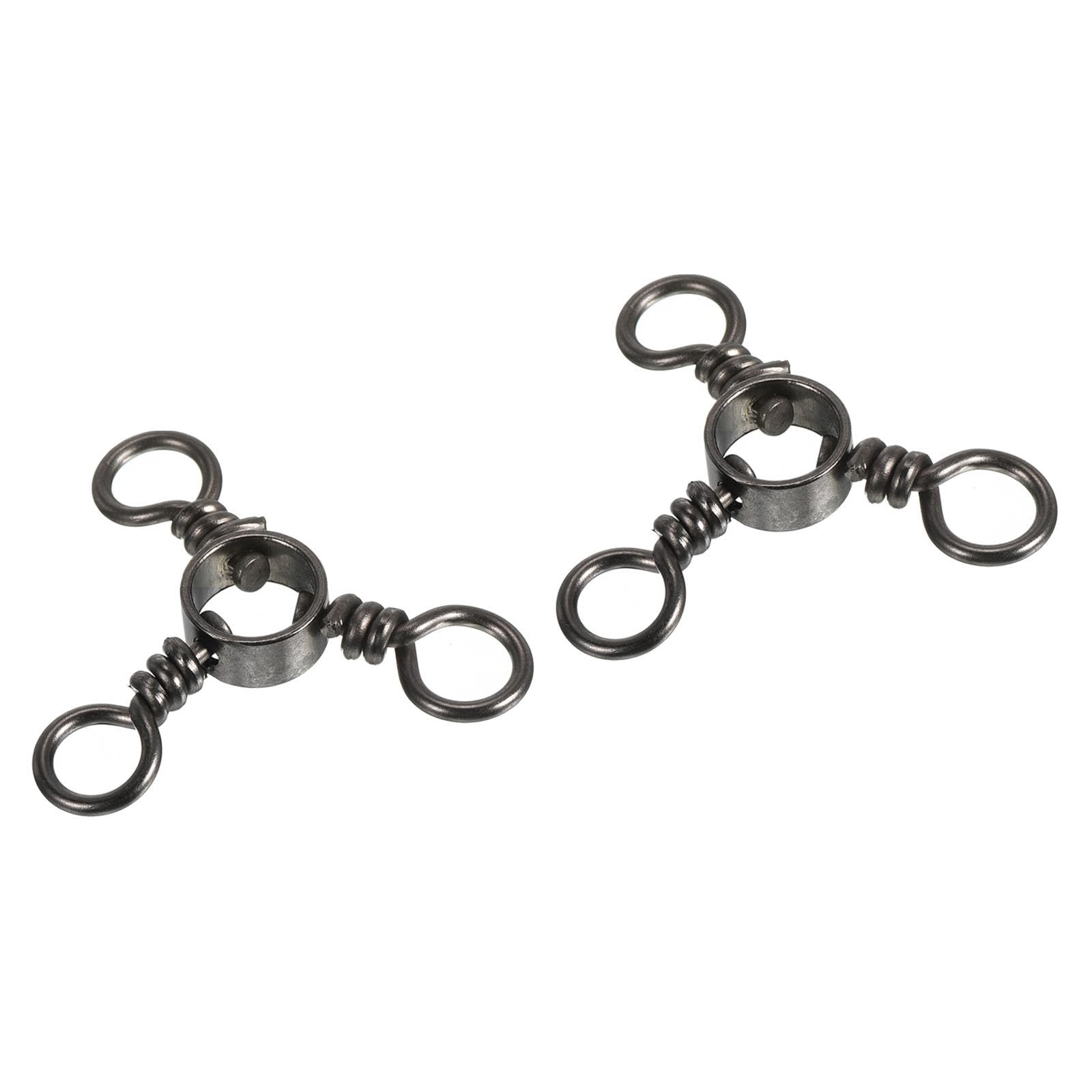 PATIKIL 3 Way Swivel, 50Pcs 103lb Stainless Steel Cross Line Terminal Tackle for Saltwater Freshwater Fishing, Black