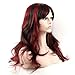 Sceret Synthetic Women Curly Wavy Black with Wine Cosplay Party Long Hair Full Wig