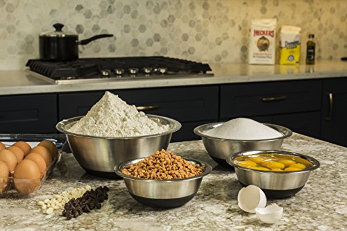 ChefLand Non Slip Stainless Steel Mixing Bowls 6-Piece Set With Silicone Base - Compact & Stackable Metal Whisking Bowls, Stylish Mirrored Exterior, Safe & Sturdy Design - Ideal For Cooking & Serving