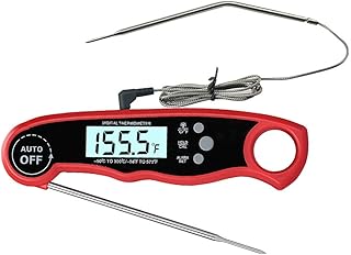 kinkaivy Küchenthermometer Digital Fleischthermometer, Instant Read Grillthermometer mit 2 Edelstahlsonden & Langem Draht, Bratenthermometer Haushaltsthermometer zum Kochen von Lebensmittel und BBQ