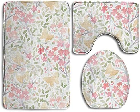 Ttrsudddsyy Cherry Blossoms Home Set Of 3 Soft Bath Rug Non-slip Bathroom Shower Mat
