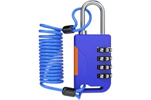 UP Security Ski Lock, Combo Lock with Retractable Cable (36in), Padlock Combination with Cable for Snowboard, Bike, Luggage, 