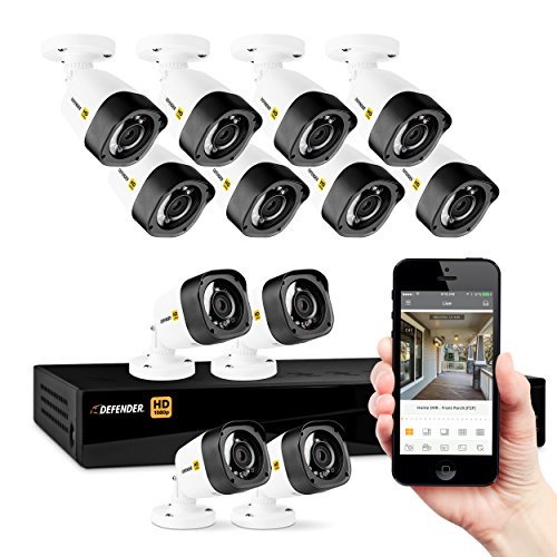 Defender HD 1080p 16 Channel 1TB DVR Security Surveillance System and 16 Long Range Night Vision HD Bullet Cameras with Mobile Viewing and Motion Detection Notifications