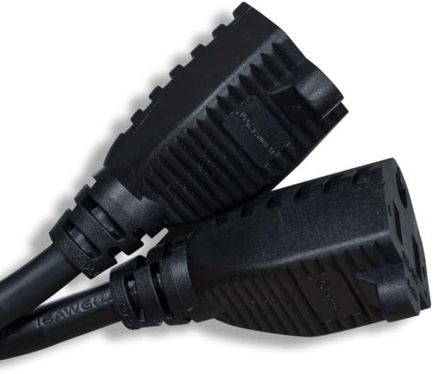 Cablelera Power Cord Extension and Splitter, NEMA 5-15P to NEMA 5-15R x 2, 16 AWG, 13A, 125V (ZWACPQAG-14): Computers & Accessories