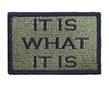 It is What It Is Tactical Funny Velcro Fully Embroidered Morale Tags Patch (Green and Black)