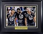 GS Warriors Stephen Curry, Draymond Green & Klay Thompson Autographed 12x18 Photograph w/ "NBA CHAMPIONS" Plate Framed (COA)