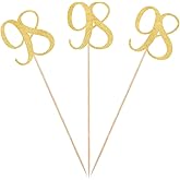 Gold Glitter 98th Birthday Centerpiece Sticks, 12-Pack Number 98 Table Topper Anniversary Party Decorations
