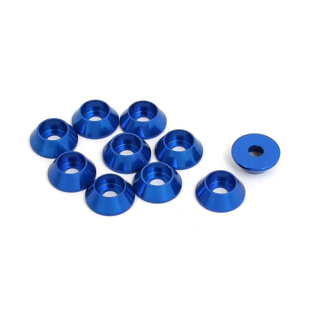 Sourcingmap M3 Aluminium Alloy Cone Shaped Round Cup Bumper Washer Blue 10pcs