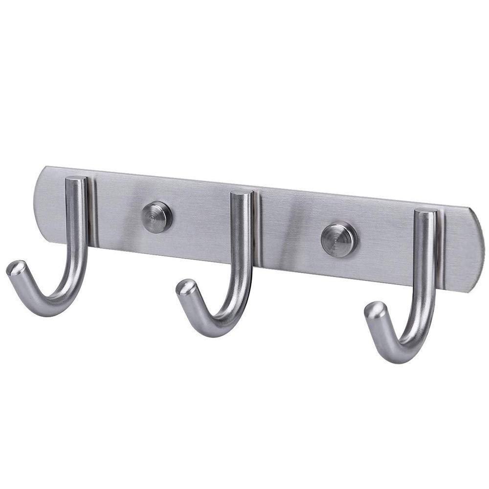 MerrQchang Stainless Steel Coat Hooks Rack with 3 Round Hooks for Towel Coat Robe Hat Clothes Easy Installation Rust and Water Proof