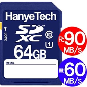 SDXCカード 64GB HanyeTech UHS-Iスピードクラス1 超大容量90MB/S クラス10