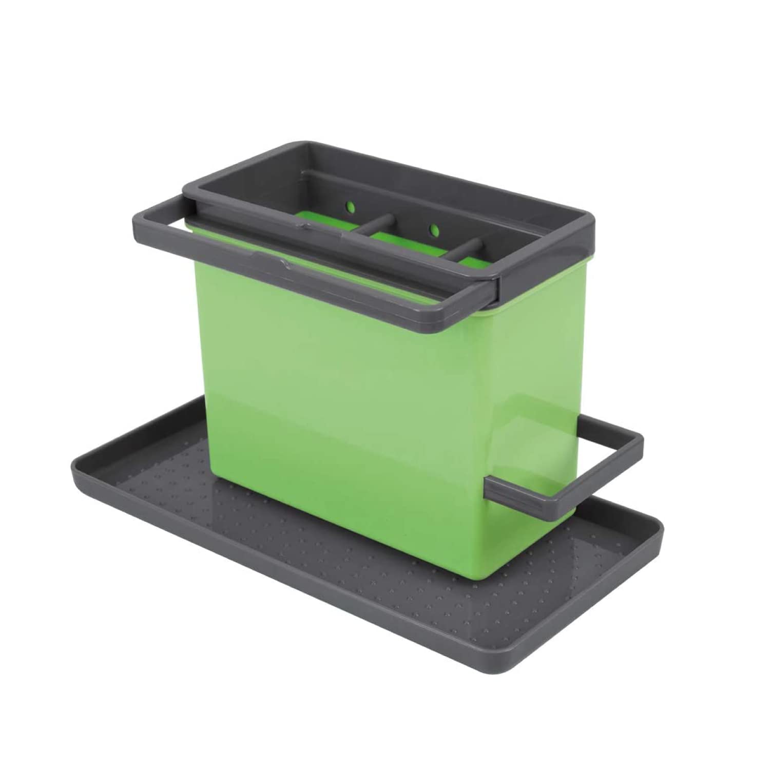Metaltex Tidy-Tex Kitchen Sink Organiser - Storage Caddy and Tray for Kitchen Cleaning Essentials - Grey-Green, 24 x 13 x 14 Centimetres