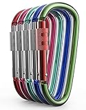 Aluminum Carabiner D Shape Buckle Pack, Keychain Clip, Spring Snap Key Chain Clip Hook Screw Gate Buckle -Pack of Assorted Color Carabiners