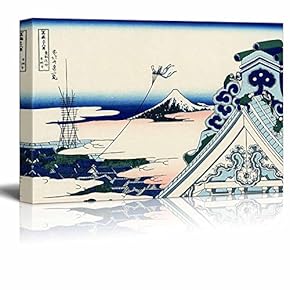 Asakusa Hongan-ji Temple in The Eastern Capital by Katsushika Hokusai - Canvas Print Wall Art Famous Painting Reproduction - 12" x 18"