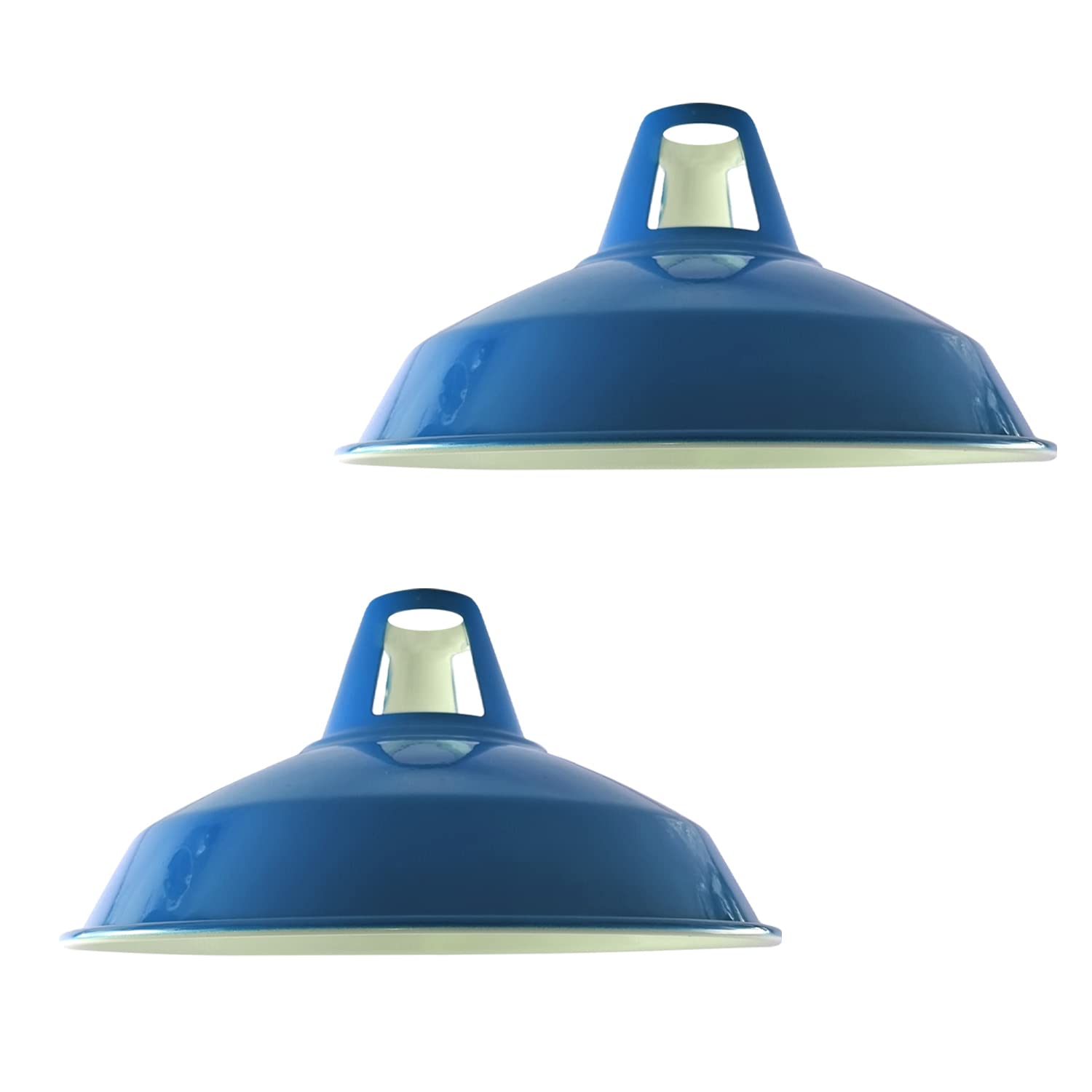 DC VOLTAGE Modern Ceiling Lamp Shade for Pendant Light E27 Fitting, Vintage Metal Dome Style Easy Fit Light Shade for Bedroom,Living Room,Kitchen,Hallway Industrial Retro 30CM Blue Ceiling Light Cover