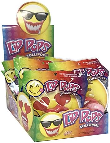 Valentine's Day Candy Poop Emoji Smiley Face Lip Lollipops, 0.8 oz, Case of 12