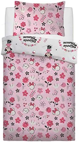 EHD Disney and Warner Bros Characters Duvet Cover Sets Luxurious Reversible Kids Adults Bedding Sets (Minnie Floral Wink, Single)