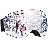 Mpow G-2 Ski Goggles, Windproof Snowboard Goggles for Men Women Youth, VLT 18.5% Snow Goggles with Anti-Fog Double Lens and UV400 Protection