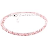 YANARA Choker Necklace for Women, Birthstone, Natural Gemstone Micro Beads, Dainty Handmade Jewelry, Chakra Energy Healing Crystals, Silver Plated Chain 18 inch Adjustable