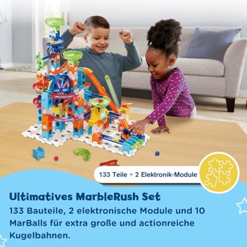 80-542349 Marble Rush Ultimate Set Electronic XL100E, Circuito de canicas, Juguete de construcción niños +4 años, Versión ESP