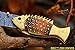 DKC Knives (12 7/18) DKC-593 Sun Fish Mouth Open Bass Trout Fishing Pocket Folding Damascus Hunting Knife Brass & Bone Folded 9.5oz 4.5