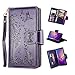 Samsung Galaxy S10 Plus Case,Galaxy S10+ Wallet Case,FLYEE 9 Card Slots High Capacity PU Leather Magnetic Protective Cover with Mirror and Wrist Strap for Galaxy S10 Plus 6.4 inch-Purple