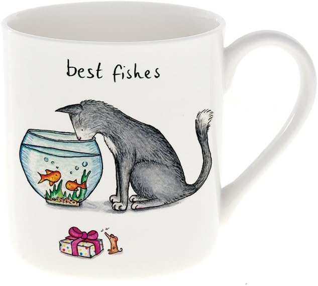 Cockadoodle Hand Drawn 'Best Fishes' Fine Bone China Mug