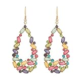 D EXCEED Colorful Crystal Dangling Earrings Lovely Teardrop Design Accessory for Women