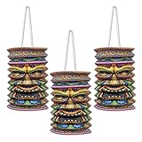 Beistle Tiki Paper Lanterns, 9-Inch, Multicolor