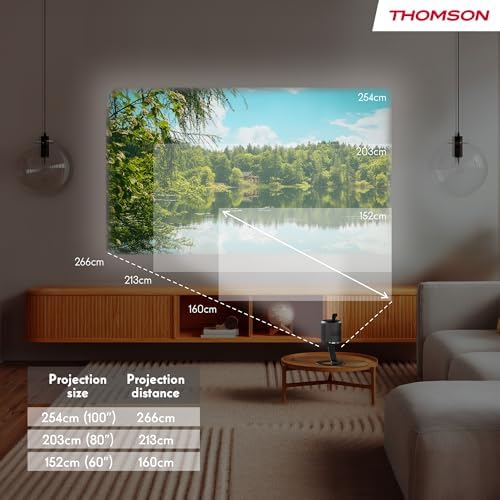 Vega PG35B Tragbarer Full HD Beamer, Smart LED Projektor mit Google TV, integriertem Akku, 350 ANSI Lumen, Autofokus, HDR10, Dolby Digital+, WiFi, Projektion an die Decke – Hartschalenkoffer