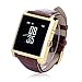 LEMFO Bluetooth Leather Smart Watch with Camera IPS Screen 360mAh Battery Waterproof for IOS iPhone Android Smartphone (Gold)
