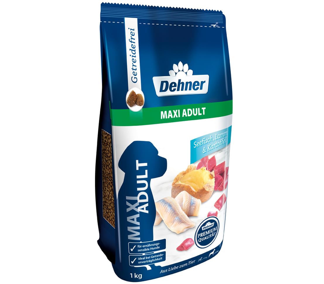 Dehner Premium Dry Dog Food Maxi Adult Salt Water Fish and Lamb with Potatoes – 12.5 kg