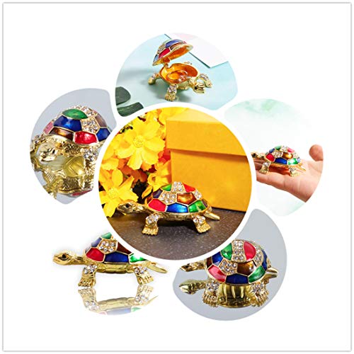 Waltz&F Collectible Figurines Decor Ornaments Pewter Trinket Boxes Bejeweled Turtle with Crystals - Thumbnail 2